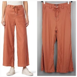 Hudson Jeans Orange Drawstring High Rise Wide Leg Cropped Trousers size 28